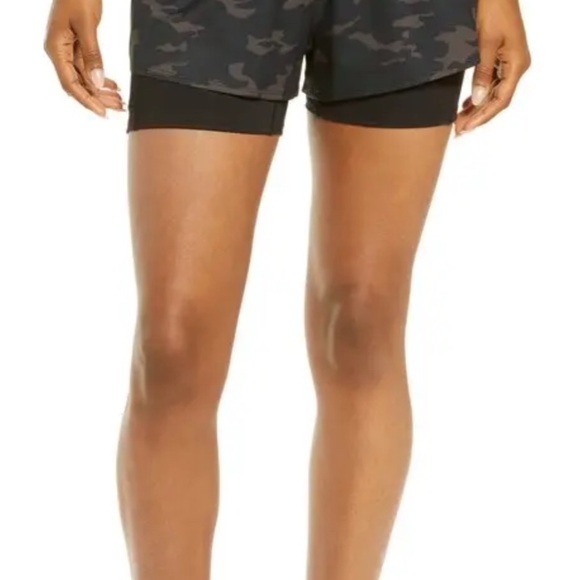 SPANX Black Athletic Shorts with Layered Design and Moisture-Wicking Fabric - Picture 2 of 4
